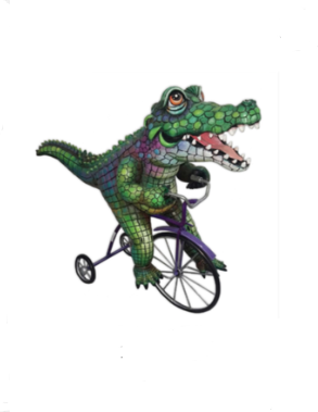 Carlos and Albert Gator on Bicycle